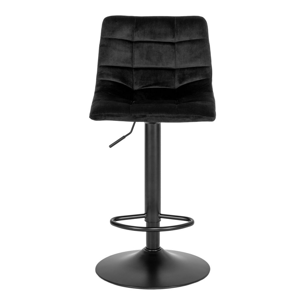 Middelfart Bar Chair - Bar chair in black velvet with black legs (set of 2)